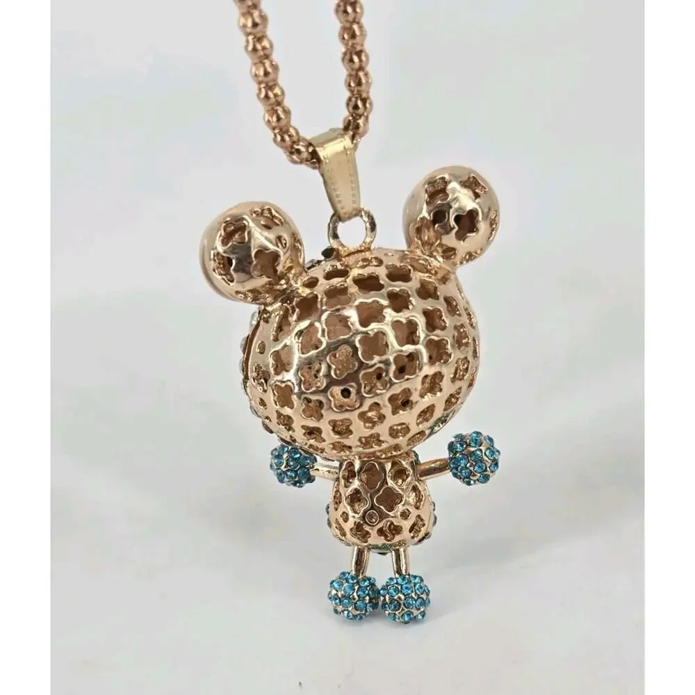 Y2K Bling Whimsical Rhinestone Frog Pendant Necklace Betsey Johnson NOS